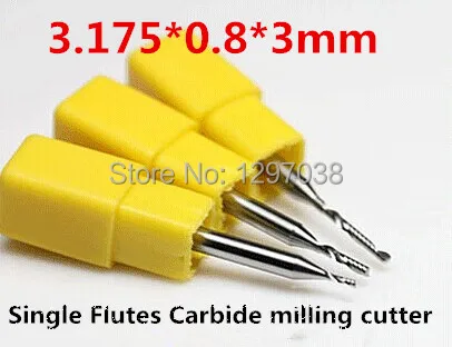 

5PCS Good quality Acrylic 3.175*0.8*3 Single Flutes Carbide milling cutter, CNC Carving Tool ,CNC Router Bit Woodworking Tools
