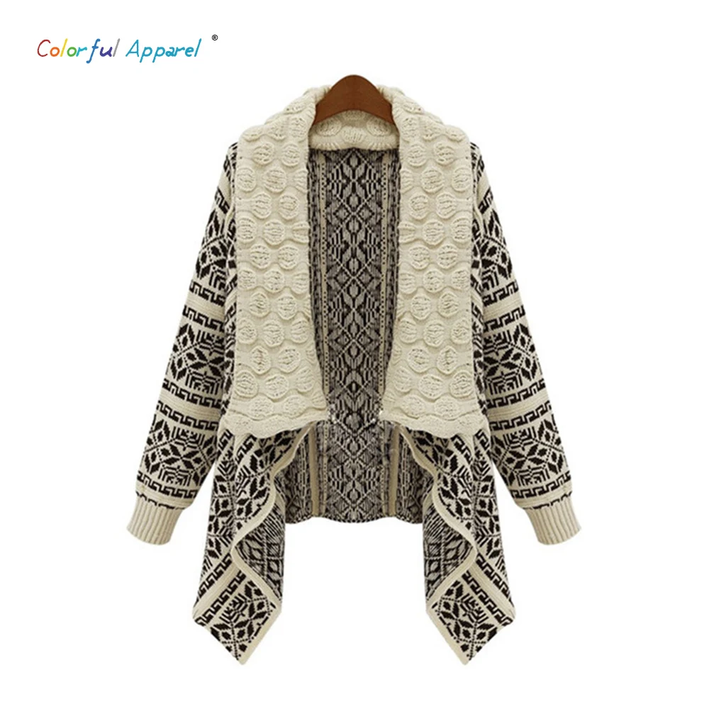 CA осенне-зимней моды ретро геометрический узор свитер кардиганы кабо пальто