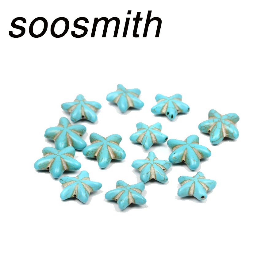 Soosmith Новая модная синяя Морская звезда Свободные натуральный камень Spacer Бусины