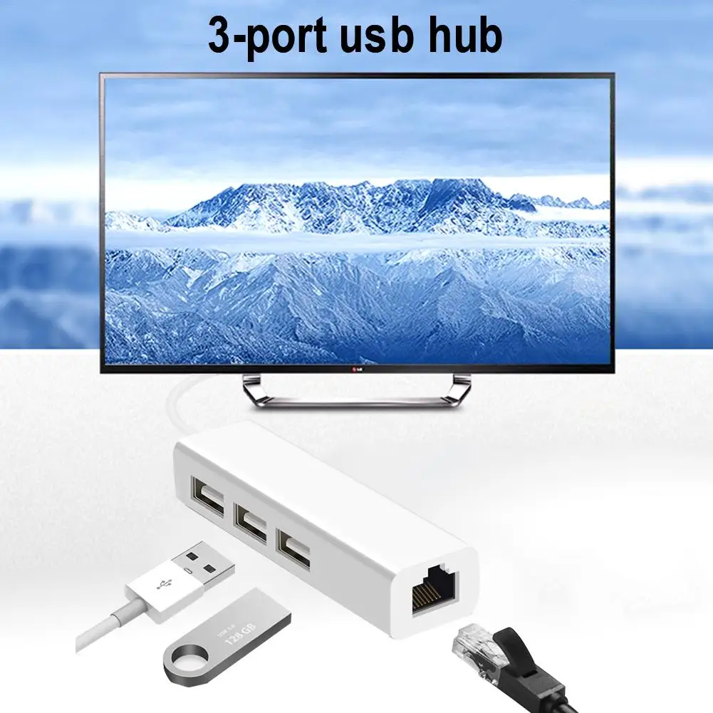 

3-Port USB 3.0 HUB with 10 100 1000 Gigabit Ethernet Converter 3 USB 3.0 Ports A RJ45 Gigabit Ethernet Port