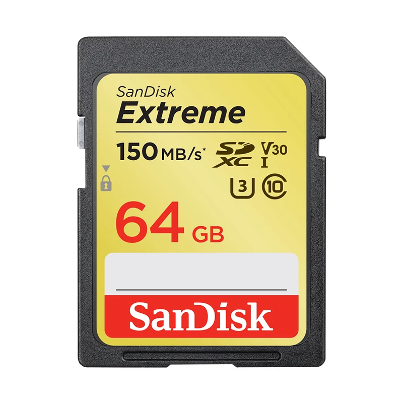 Двойной Флеш-накопитель SanDisk Memory Card Extreme SDXC SD 64 Гб C10 U3 V30 150 МБ/с. читать Скорость UHS-I