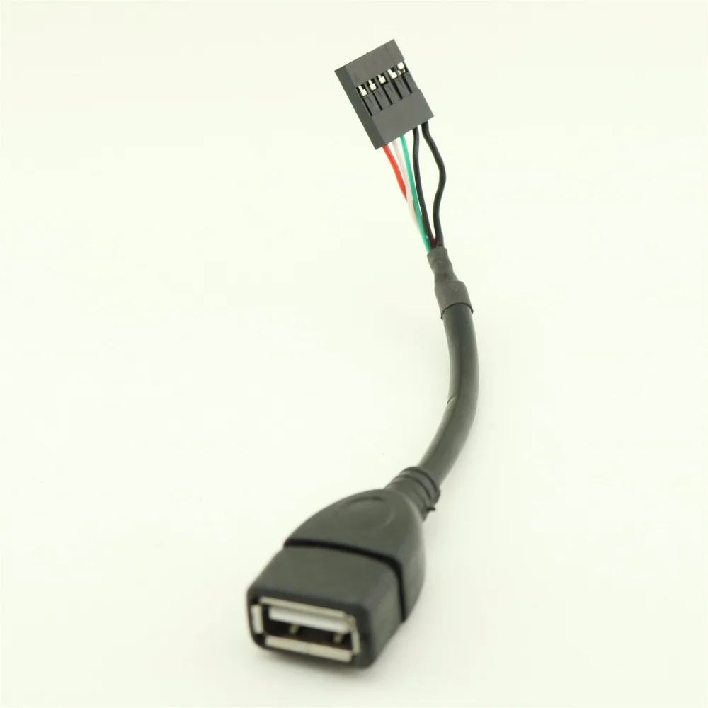 

1pcs 10cm USB 2.0 Type A Female to Dupont 5 Pin Female Header Data Motherboard Adapter Black Cable