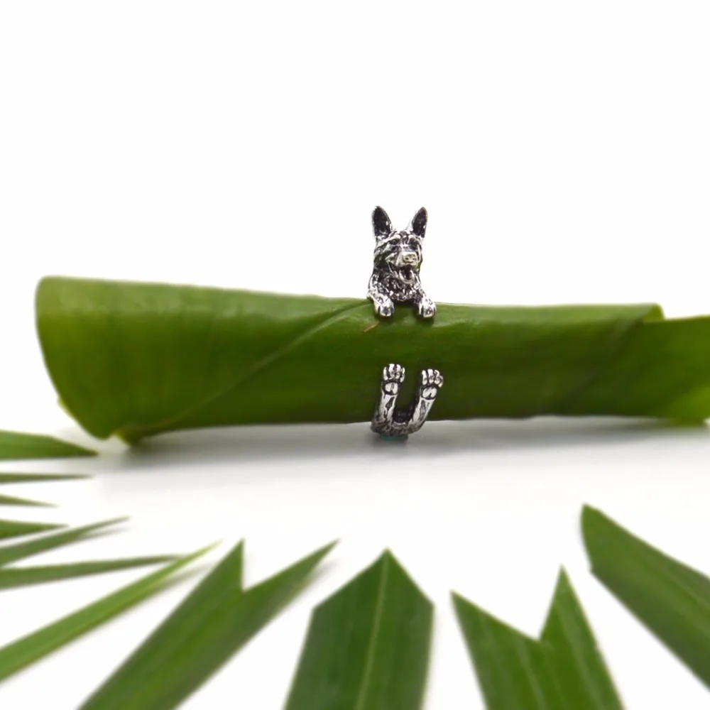 Kinitial New Handmade German Shepherd Ring Adjustable Animal Dog Rings Pet Lovers Gift Finger Jewelry Anillos Mujer | Украшения и