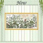 Набор для вышивки крестиком 14CT 11CT, Набор для вышивки крестиком, картина с пейзажем гор, реки