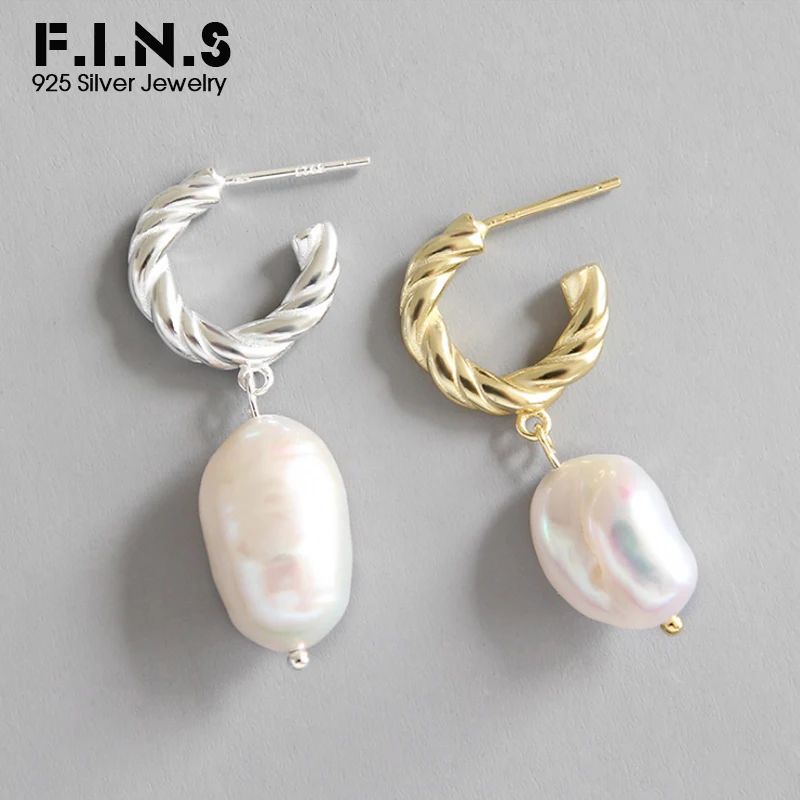 F.I.N.S 925 пробы серебряные серьги-капельки в стиле барокко из пресноводного жемчуга, ювелирные изделия в Корейском стиле