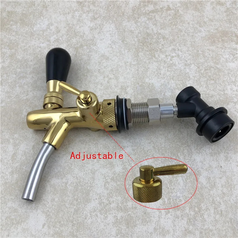 

Homebrew kegging tap,Adjustable Beer Faucet golden plating beer tap with Ball Lock disconnect