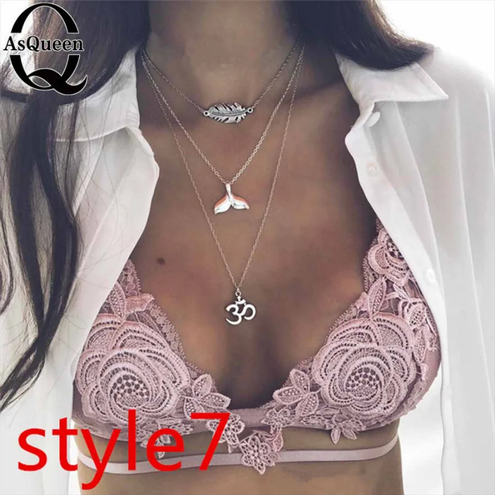 Boho минималистский тонкая цепь многослойная цепочки и ожерелья s &amp Подвески