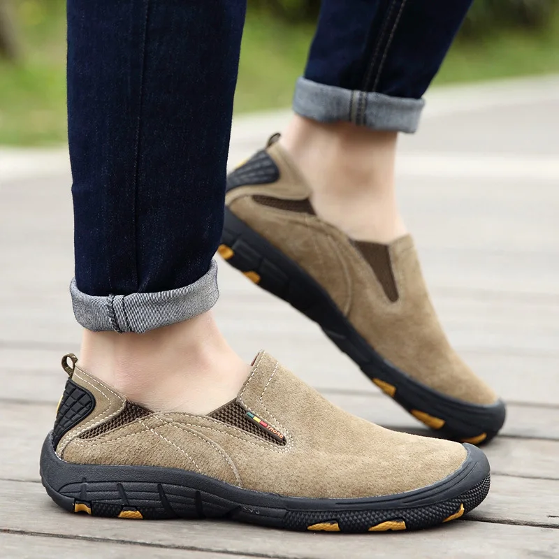 Genuine Leather Sneaker Men Casual Shoes Zapatos Hombre Flats Moccasins Loafers Mans Footwear Slip On Fashion Male AET615 | Обувь