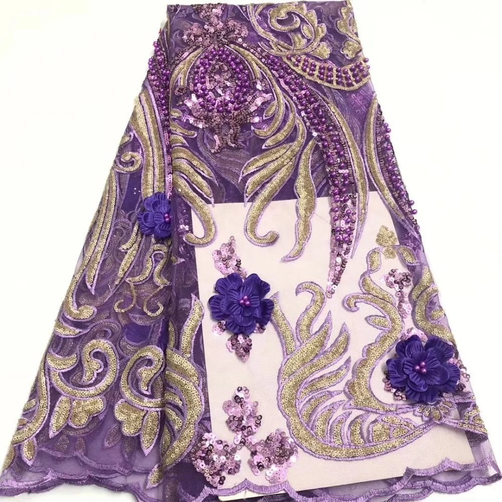 

Embroidery french lace with sequins and Beaded high quality 2019 african french guipure lace fabric for wedding TS7999