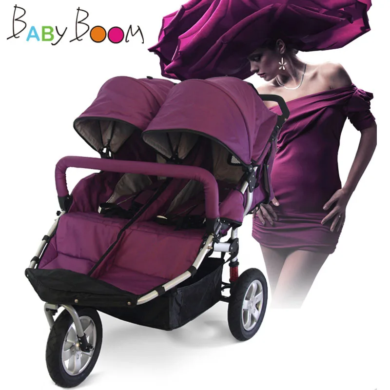 2019 Three Wheels Twins Baby Stroller Babyboom Off-road Light Sport baby carriage double kids Shockproof BB Pram | Мать и ребенок