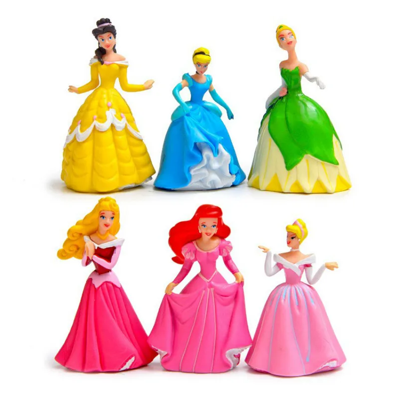 Экшн-фигурки Принцессы Disney 6 шт./компл. игрушки Рапунцель Белль Золушка фея кукла