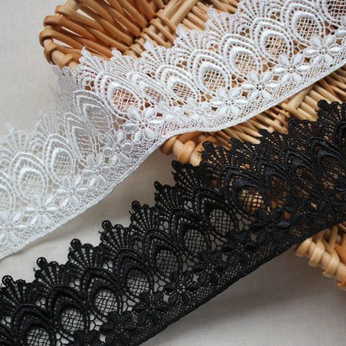 Черно-белые вышитые сетчатые кружевные тканевые Обрезанные ленты шитье своими