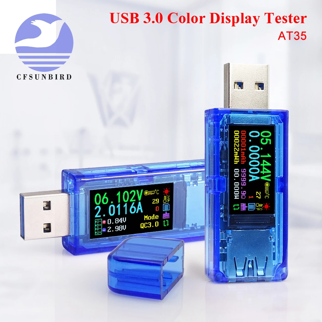 RD AT35 5 цифр USB 3,0 цветной ЖК-Вольтметр Амперметр Напряжение измеритель тока мультиметр Зарядка батареи банк питания USB Тестер