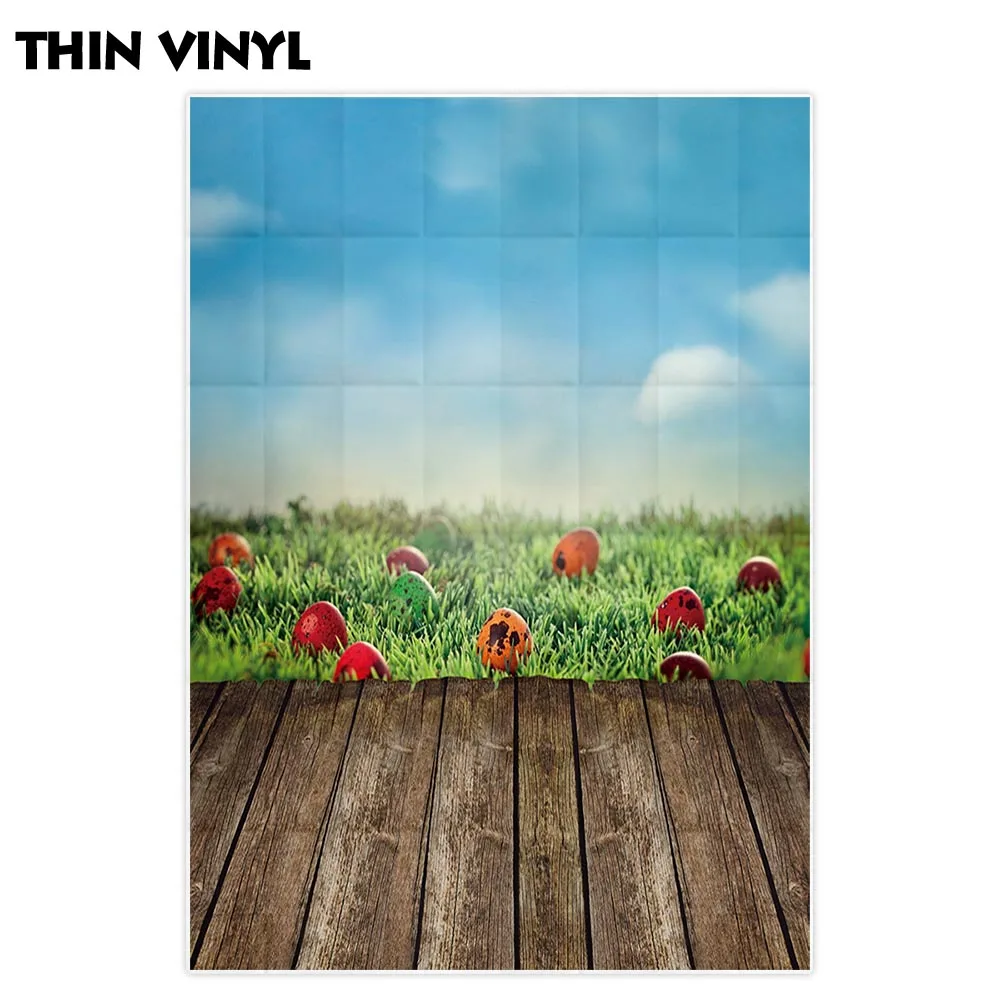 Allenjoy фоны для фотосъемки пасхальные голубое небо зеленая трава яйца деревянный