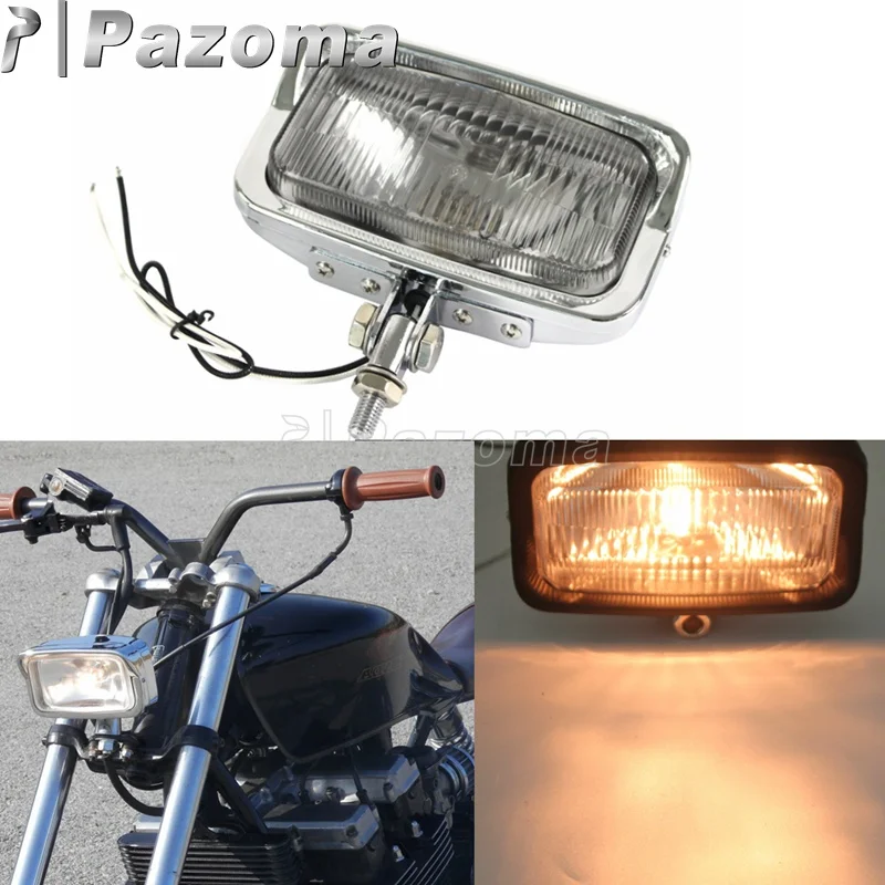 

Chrome Motorbikes Universal Front Retro Rectangle Headlight Custom Headlamp for Harley Cafe Racer Bobbers Chopper
