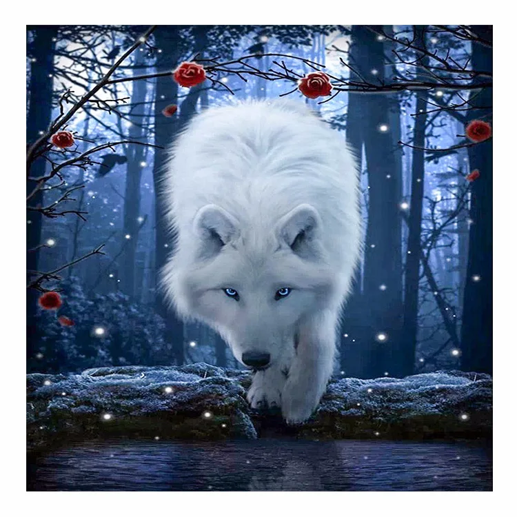 

DIY Diamond Painting Wall Sticker White fox Cross Stitch Embroidery Painting3D/5D sticker 30x30cm Home Decor