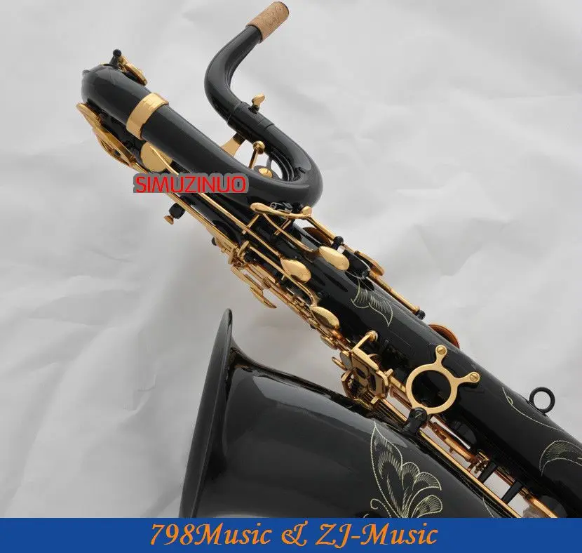Профессиональный Черный и лаковый Золотой баритон саксофон Sax High F # W/кожаный