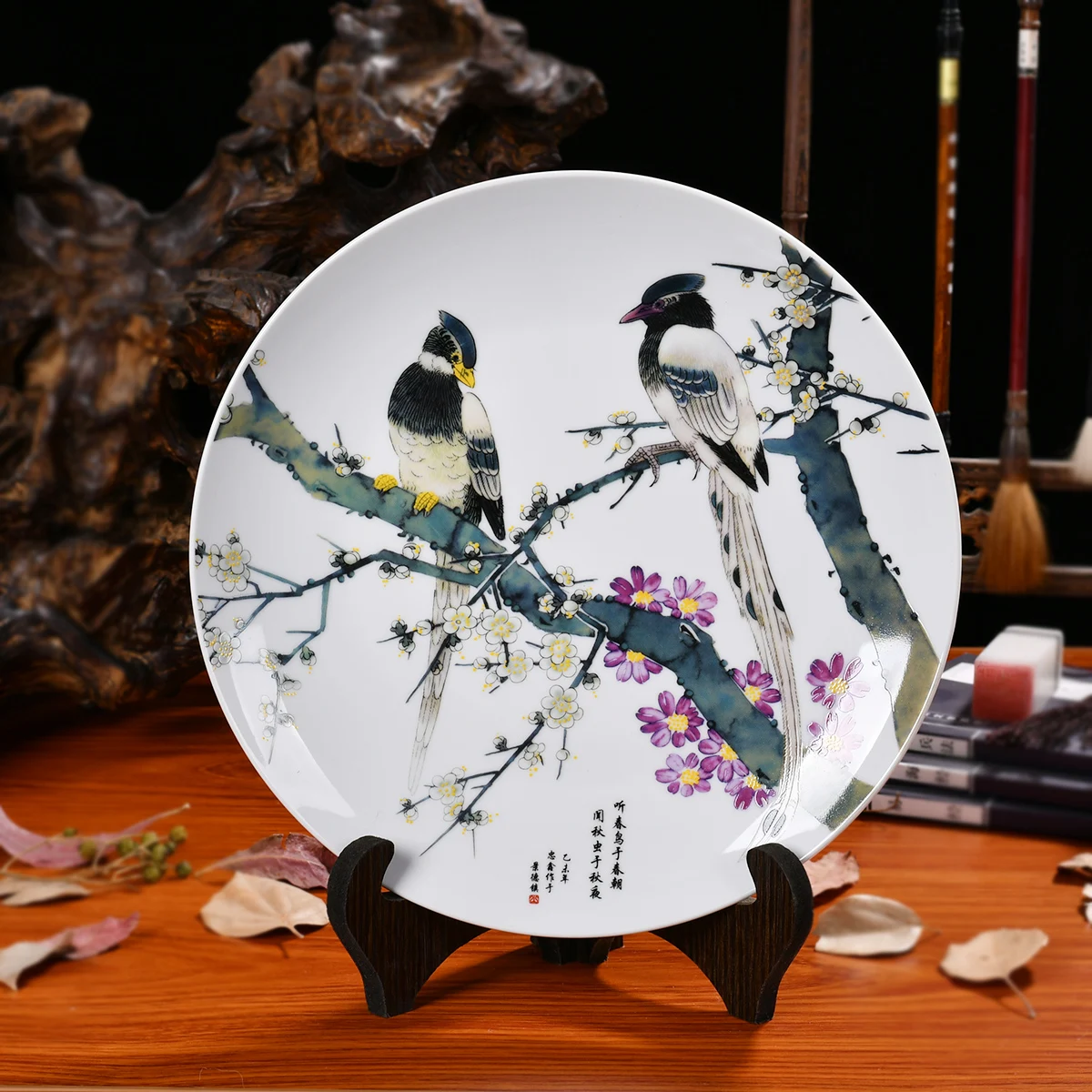 Керамическое блюдо Jingdezhen с изображением птиц украшение на удачу большая тарелка