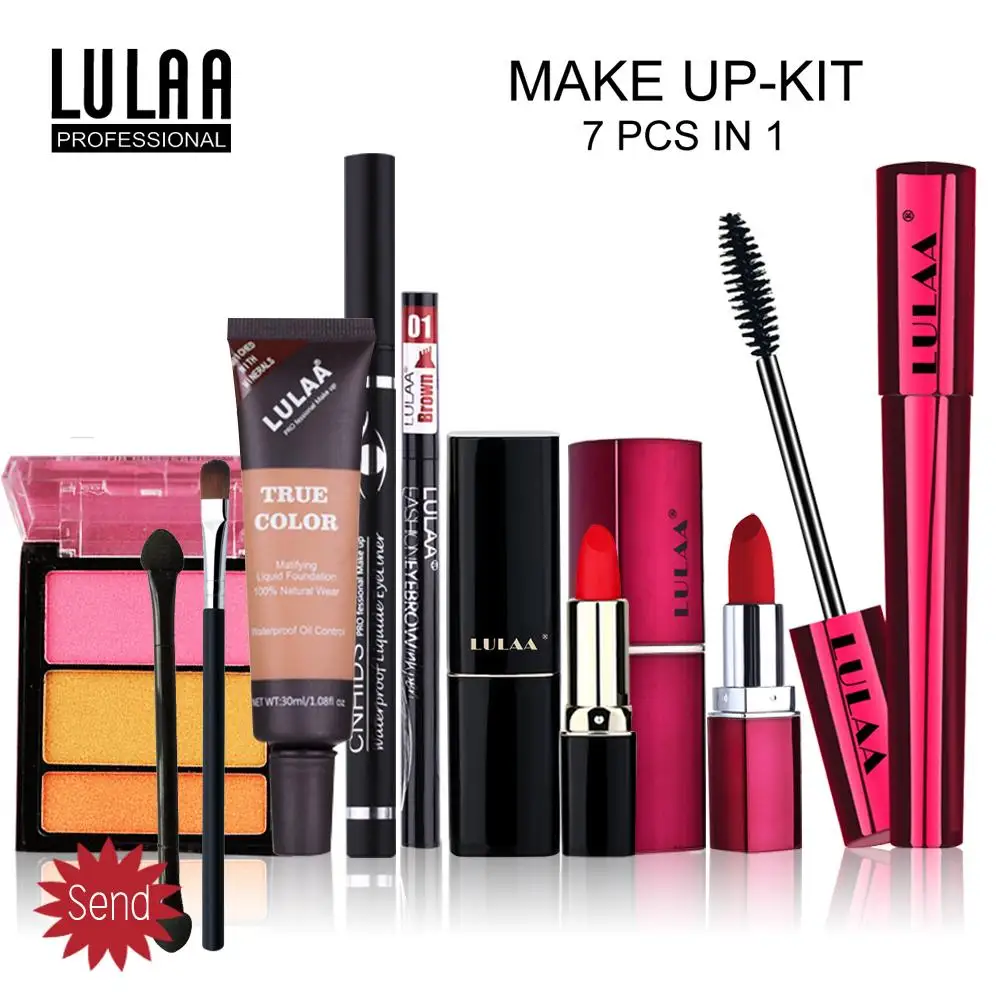 Lulaa профессиональный макияж набор основание под пудру для лица губная помада