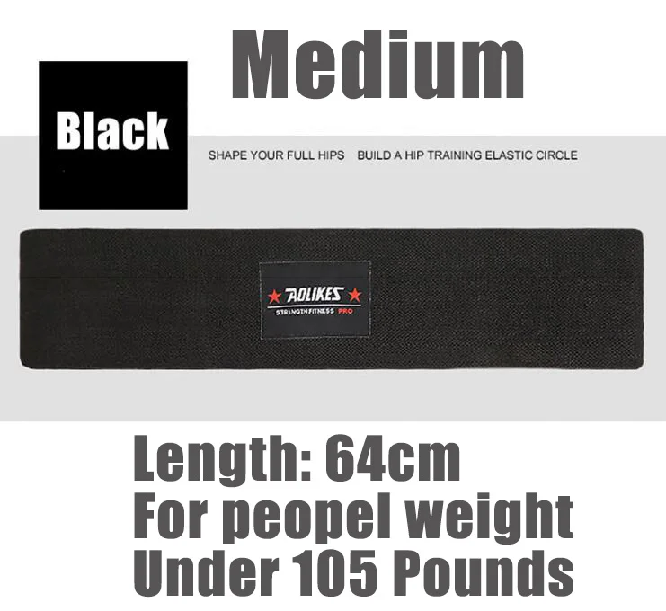 Black Medium Унисекс лента-трофей, окружность бедра, петля, полоса сопротивления, тренировка, упражнения для ног, бедра, ягодицы, встык, полосы, нескользящая конструкция - Цвет: Black Medium