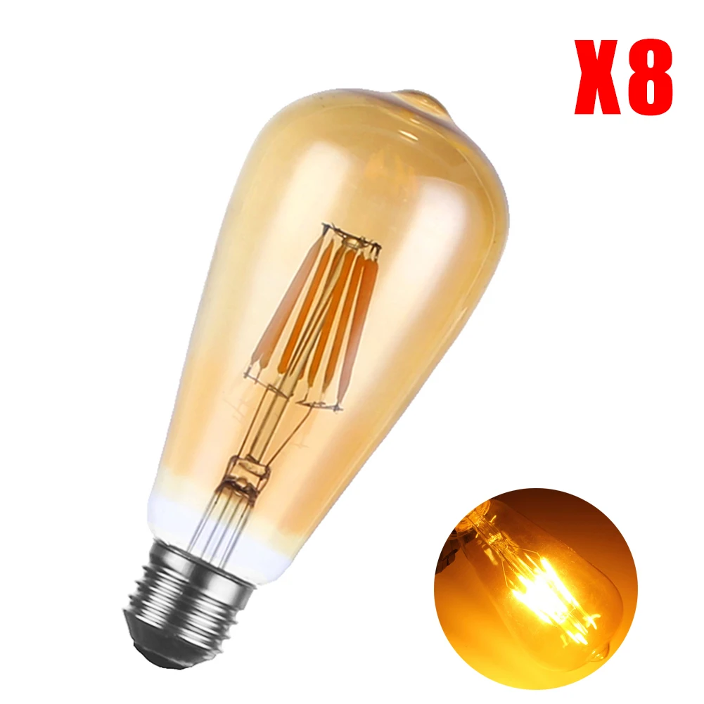 

TSLEEN Lampada de LED Edison Bulb E27 ST64 220V 8W 12W 16W Bombillas LED Filament Lamp Vintage Antique Retro Candle Glass Light