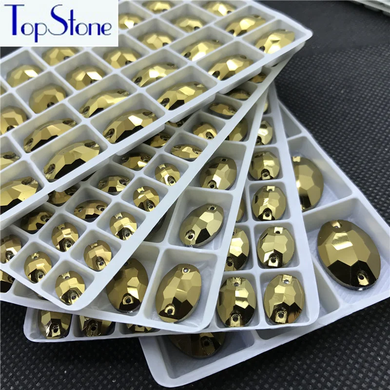 TopStone овальные пришивные стразы из золотистого гематита камни для одежды | Дом и