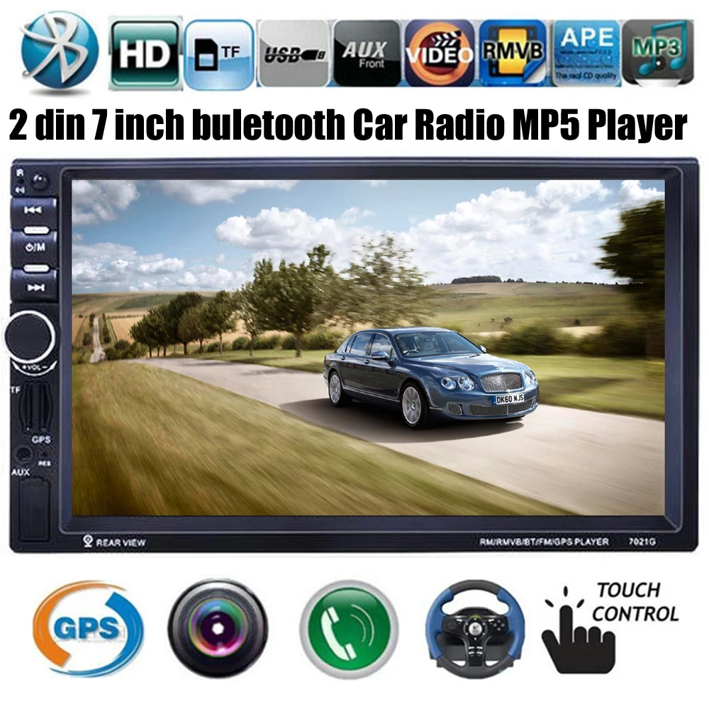 Автомобильный Авторадио Стерео аудио 7 'ƈ DIN Bluetooth Сенсорный экран MP5 MP4 плеер GPS