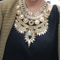 indian statement big chokers necklace women crystal large collar necklaces female big bib necklace boho ethnic costume jewelry