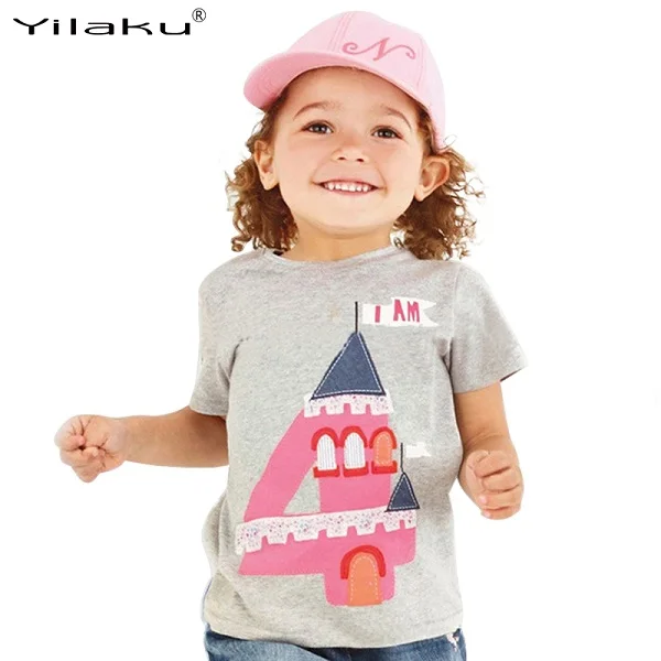 Yilaku/футболки с цифрами для мальчиков и девочек 1, 2, 3, 4, 5, 6 лет, футболка с вышитым принтом для детей, Детский летний хлопковый топ с короткими рукавами, CG296 - Цвет: Number girl4