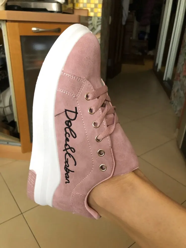 New Spring Autumn Wedges Pink Lace-up Platform Sneakers Women Vulcanize Shoes Tenis Feminino Casual Female Shoes T0111