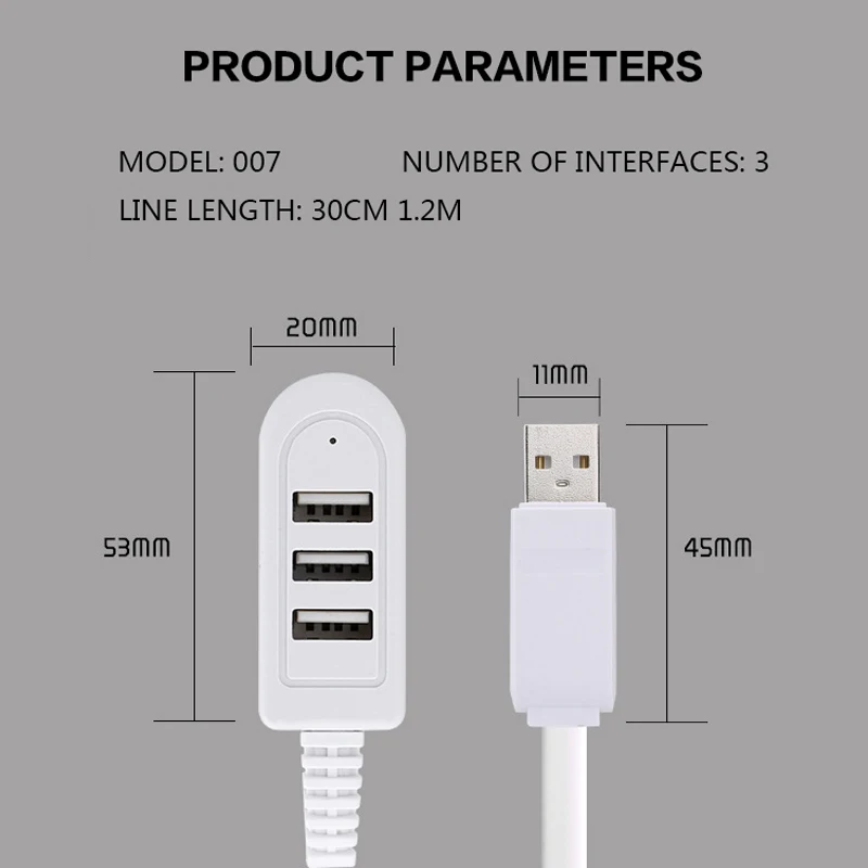 JOHO 30cm 120cm USB Splitter 3A Charger Converter White Power Socket With 3 Sockets HUB For Home Portable Office | Обустройство дома