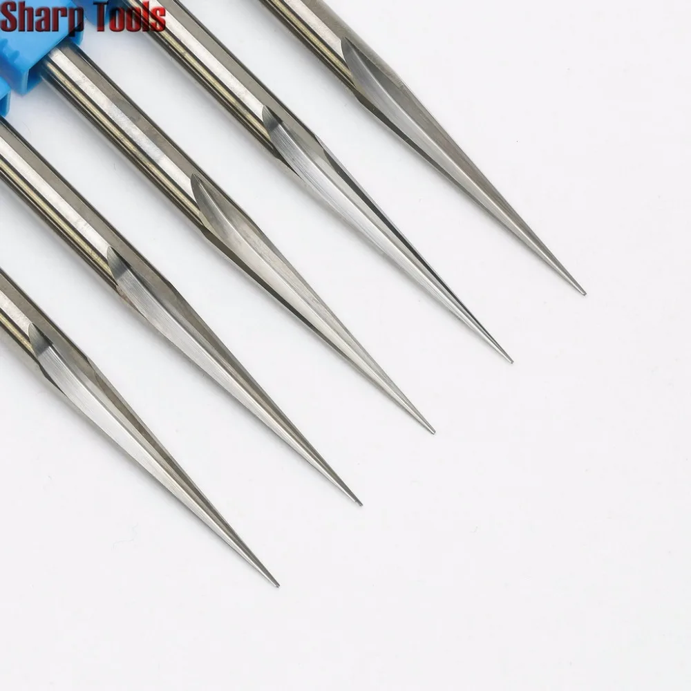 6*30* 80L Tip-0.5mm V паз резак Два флейты прямые карбида вольфрама бит резьба по дереву инструменты концевые фрезы cnc 3D гравировка фрезы
