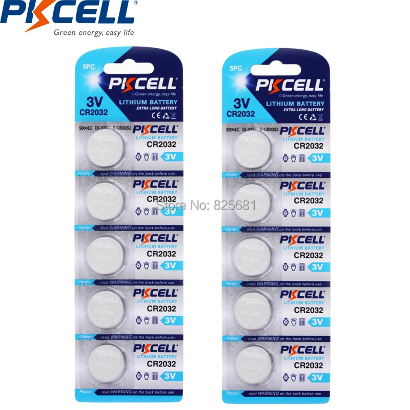 

10Pcs lot PKCELL 3V Battery CR2032 DL2032 CR 2032 KCR2032 5004LC ECR2032 Lithium Button Cell Coins Batteries For Watch Toys