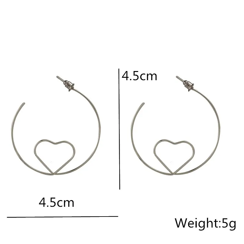 

Hoop Earring Geometric Round Copper Wire Party Wedding Statement Women Jewelry Hollow Out Heart Ear Accessories Wholesale