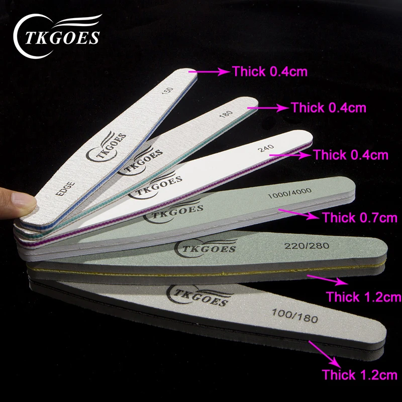 Tkgoes 6 шт./кор. Пилочки для ногтей Образец пакет 220/280 1000/4000 100/180 150 180 240 Грит Полировщик для ногтей, для маникюра, педикюра Инструменты