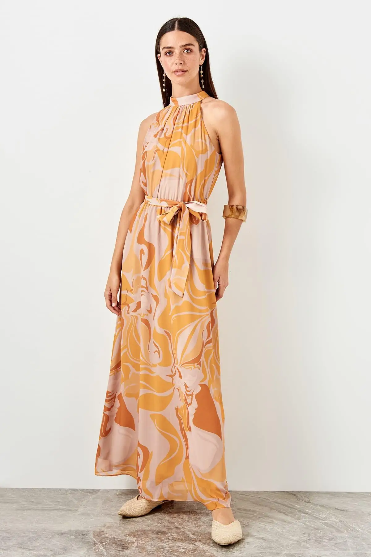 Платье с оранжевым узором TWOSS19EL0005|Женские платья| |