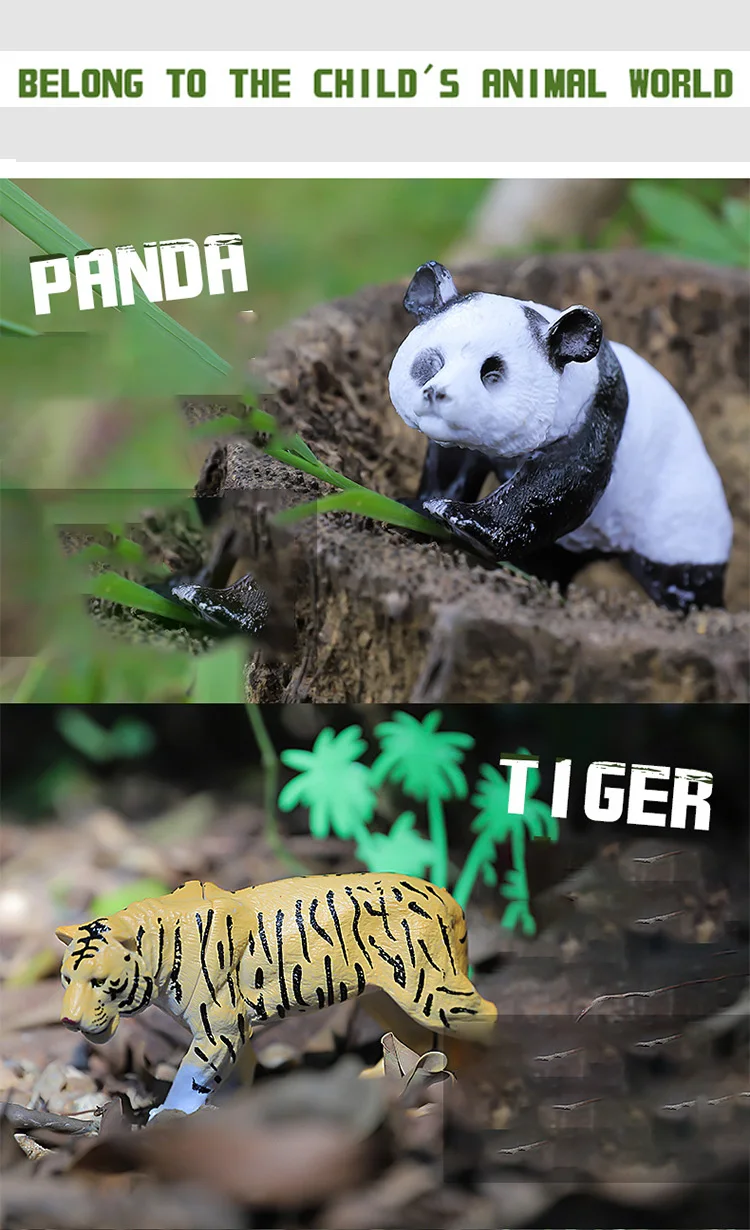 58 пластиковых лошадей и мальчиков, игрушки животных для детей, имитация леса, модель зоопарка, тигры, панды, овцы и животные