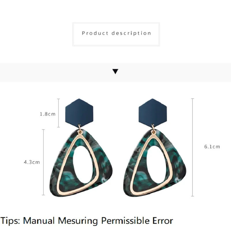 New Trendy Irregularity Triangle Acrylic Earrings for Women Simple Retro Alloy Geometry Dangle Drop Jewelry Bijoux 2019 | Украшения и