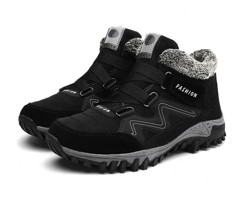 JKPUDUN/кожаные мужские ботинки; коллекция года; теплые зимние ботинки на меху; Мужская зимняя повседневная обувь для работы; кроссовки; высокие резиновые ботильоны