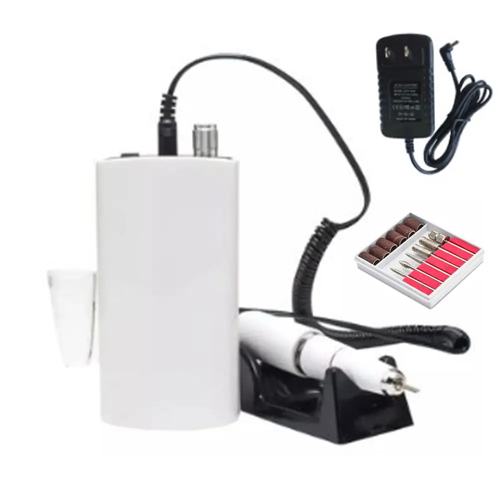 Feecy909 White US Электрический Маникюрный станок, сверло для ногтей, портативная ручка для дизайна ногтей, наконечник, резак для педикюра, инструменты, сверло, фрезерование для маникюра - Цвет: Feecy909 White US