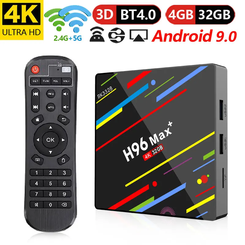 ТВ-приставка H96 Max + 4K RK3328 4-ядерный 64-битный Android 9 0 4 Гб ОЗУ 3 ПЗУ TV Box 2 4/5G Wi-Fi HD Smart Media