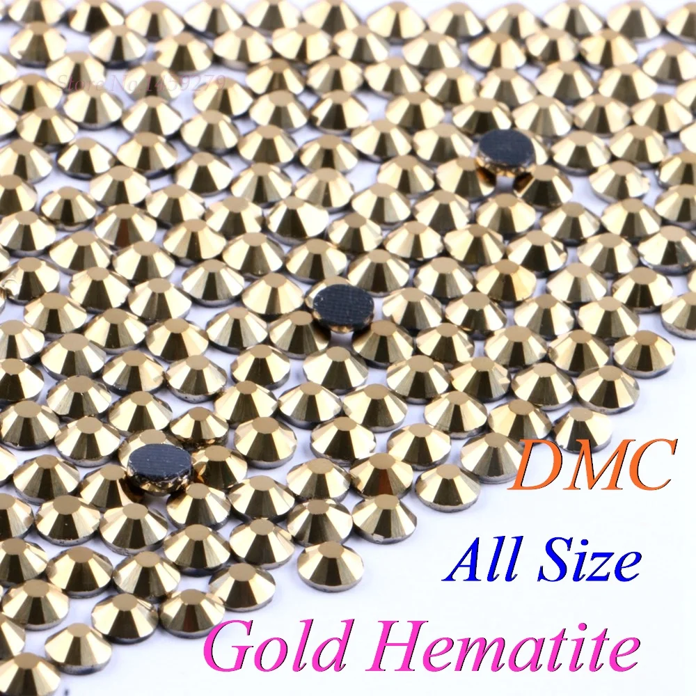 Все размеры! Золотые гематит DMC исправление горного хрусталя SS6 SS10 SS16 SS20 SS30