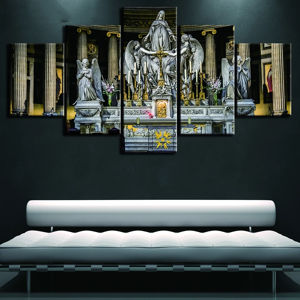 HD Printed Modern Painting On Canvas 5 Panels Jesus Christian Church Wall Art Pictures Home Decoration Posters Unframed | Дом и сад