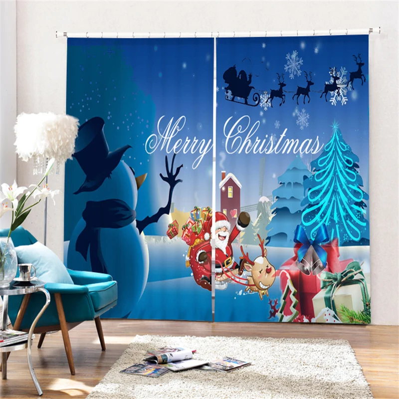 

Customized Christmas gift Luxury 3D Blackout Window Curtain Drapes For Living room Bed room Hotel Wall Tapestry Cortinas