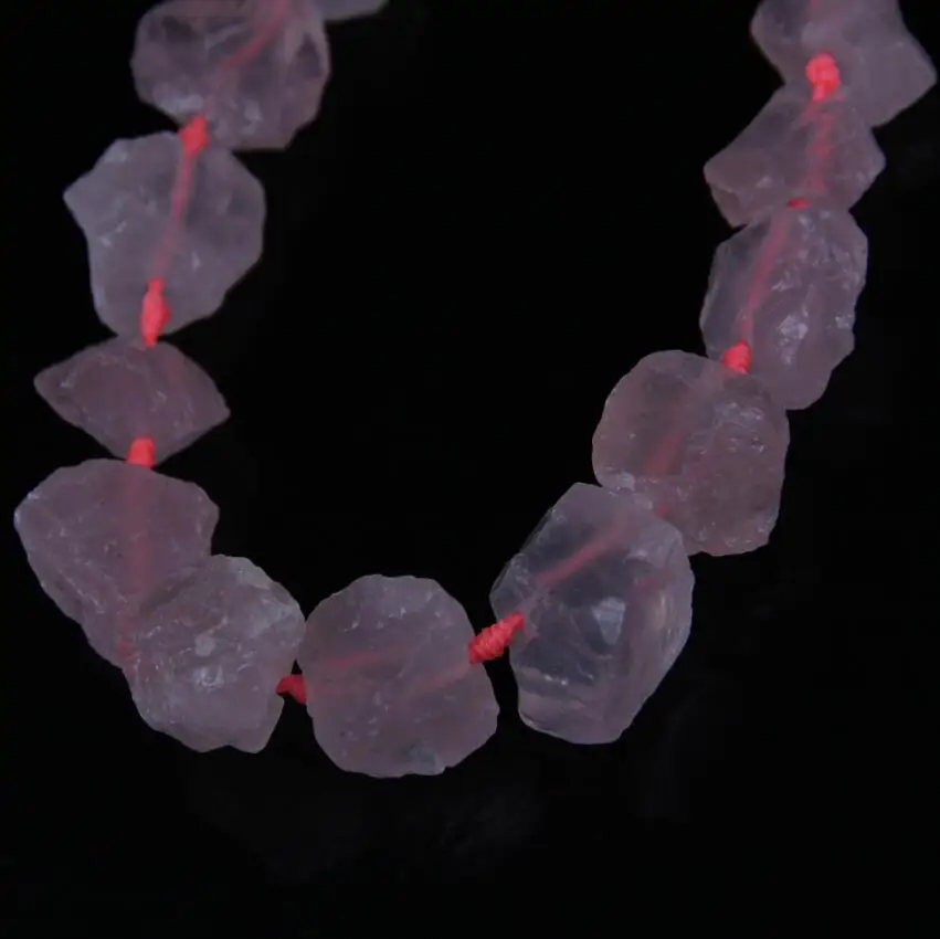 

15.5 inches strand of Natural Pink Quartz Nuggets Beads ,Large Size Rock Raw Crystals Quartz Drilled loose Beads DIY Necklace