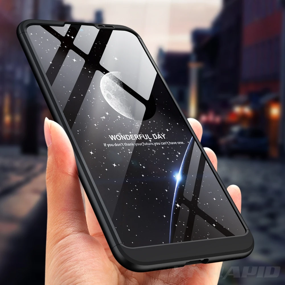 Black Чехол для Honor 8A Pro, чехол 360, полная защита, ударопрочный, матовый, твердый, поликарбонат, чехол для huawei Honor 8A Play, чехол - Цвет: Black