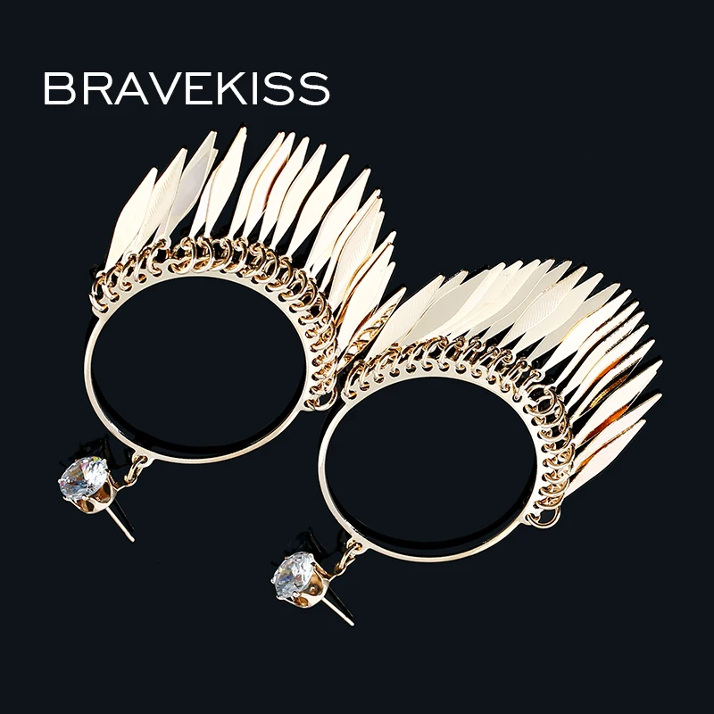 Bravekiss Винтаж eetal листьев кисточкой Серьги для Для женщин кубического циркония