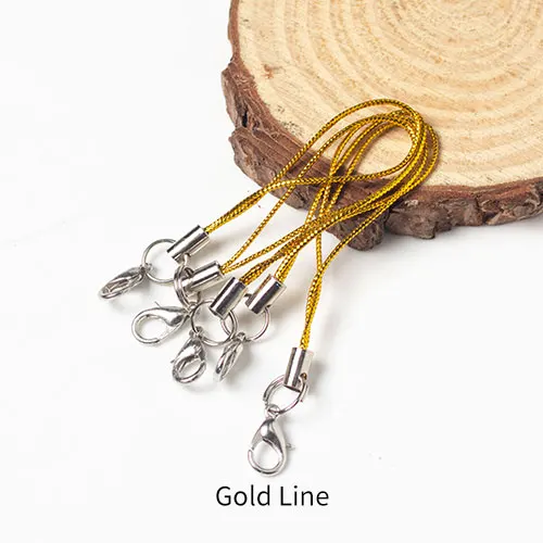 Gold Line 100 шт цветные двойные круглые застежки-карабины, ремешок, шнур для сотового телефона, мобильные ремни, рукоделие, подвеска, материалы ручной работы - Цвет: Gold Line