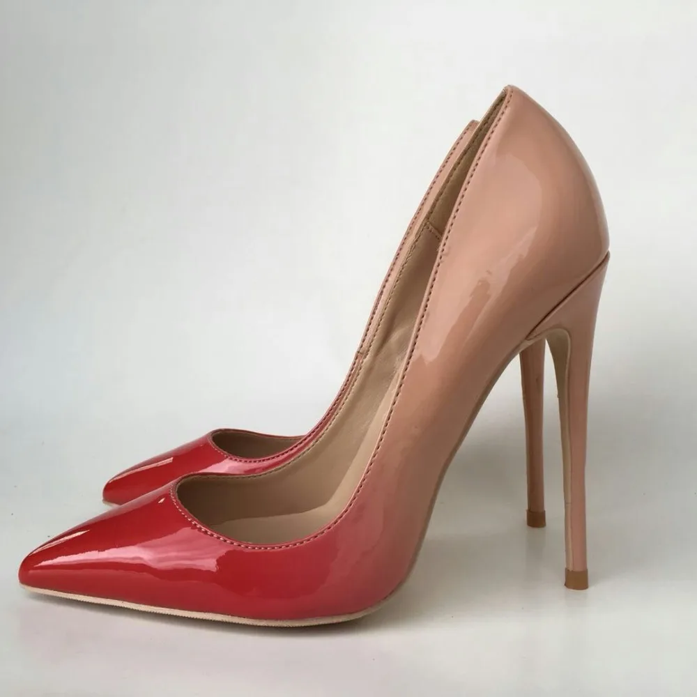 

Fashion free shipping women lady nude red Leather Poined Toe high heel shoe pump HIGH-HEELED shoes Wedding shoes 12cm