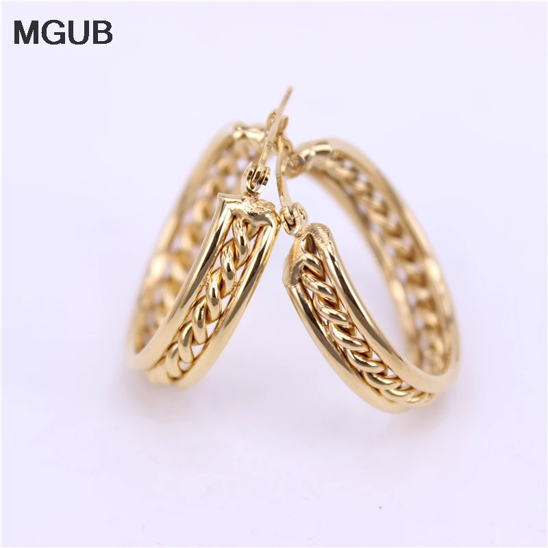 Женские серьги из нержавеющей стали шириной 6 мм 30 LH517|gold stainless steel earrings|gold earrings